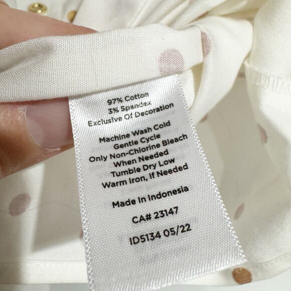 Talbots Women 10 CLASSIC COTTON SHIRT - FOIL DOT Gold - Picture 4 of 5